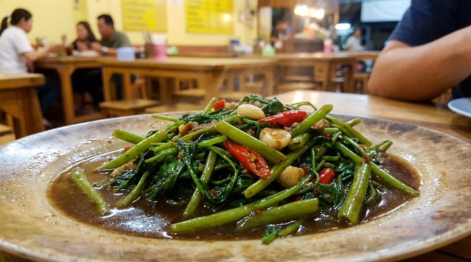 Stir-fried Morning Glory (Phak Boong Fai Daeng)