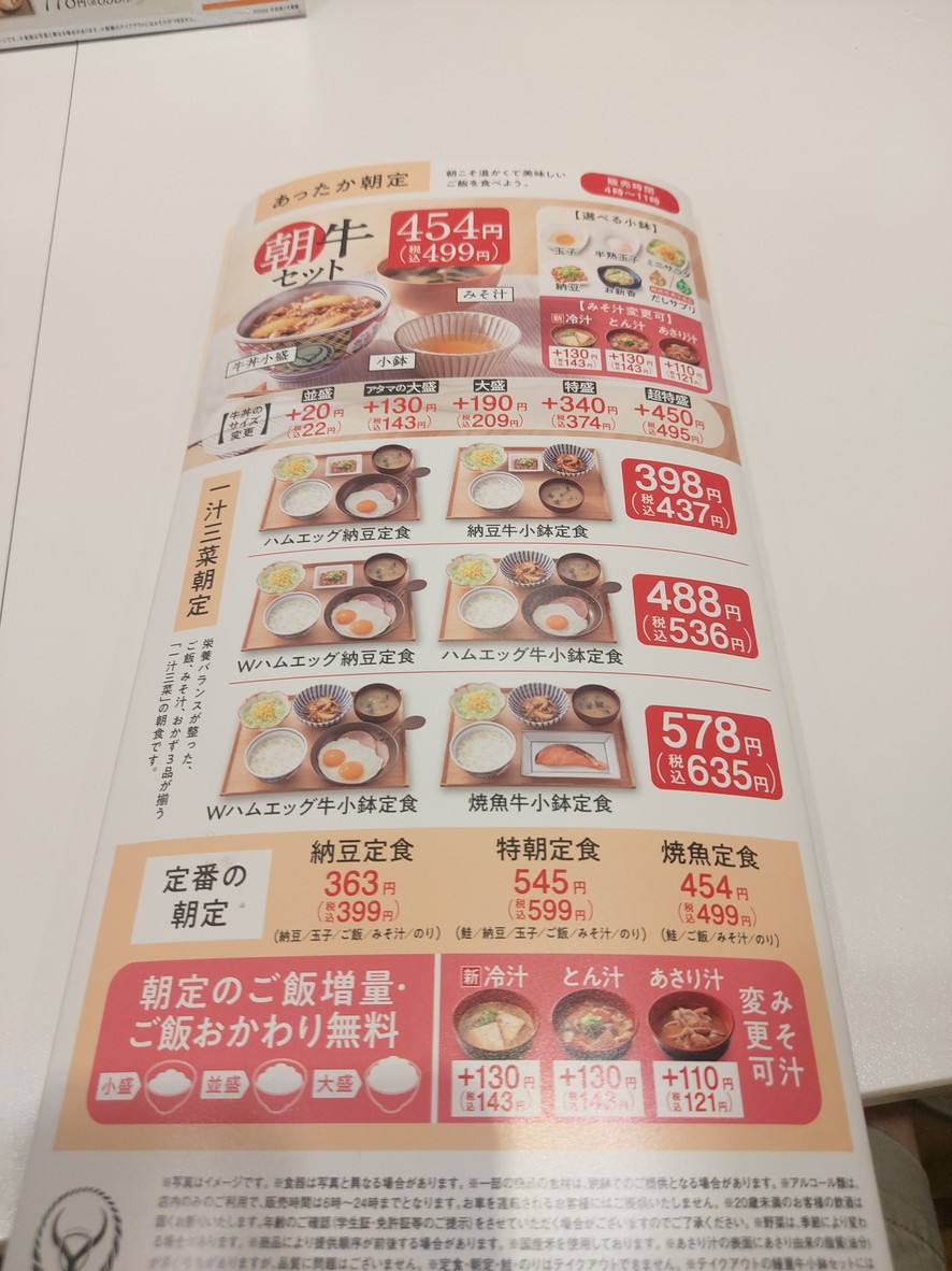 Yoshinoya menu 5