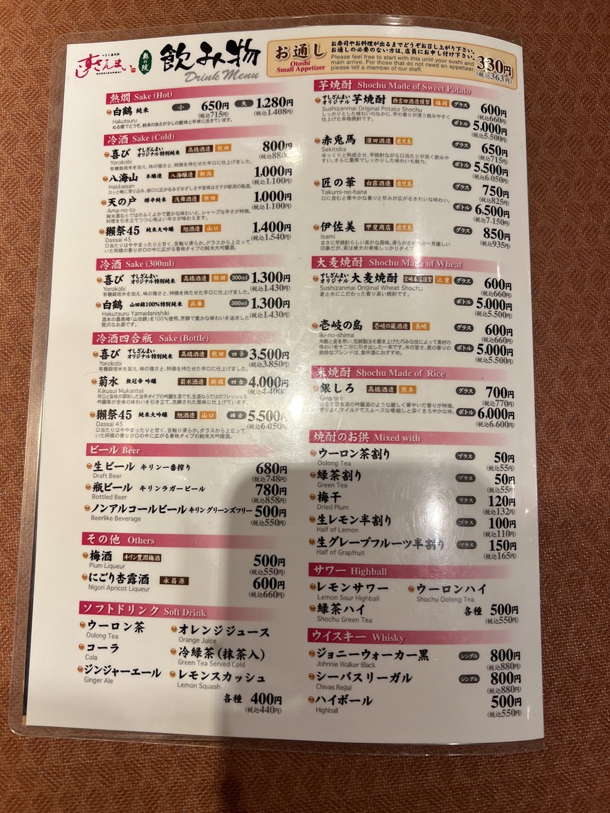 Sushizanmai Okuno In menu 5