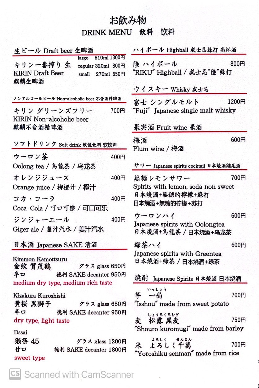 Tsukiji Unitora Nakadori menu 4