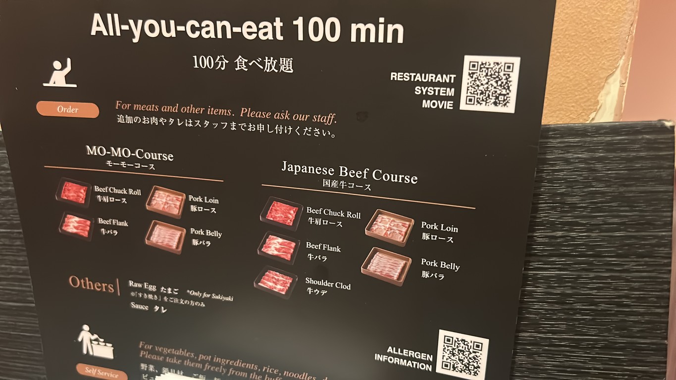 Mo-Mo-Paradise Asakusa Kaminarimon menu 1