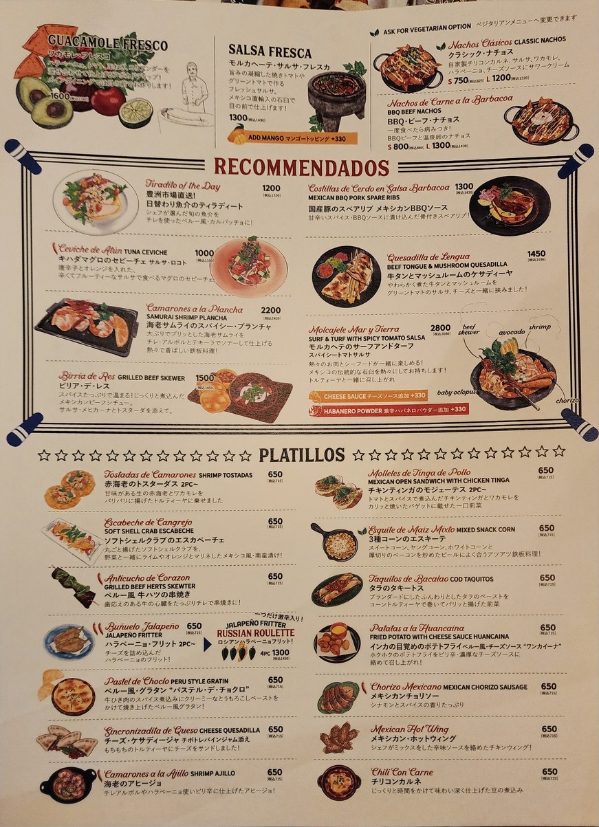 LAS DOS CARAS MODERN MEXICANO Y TACOS menu 1
