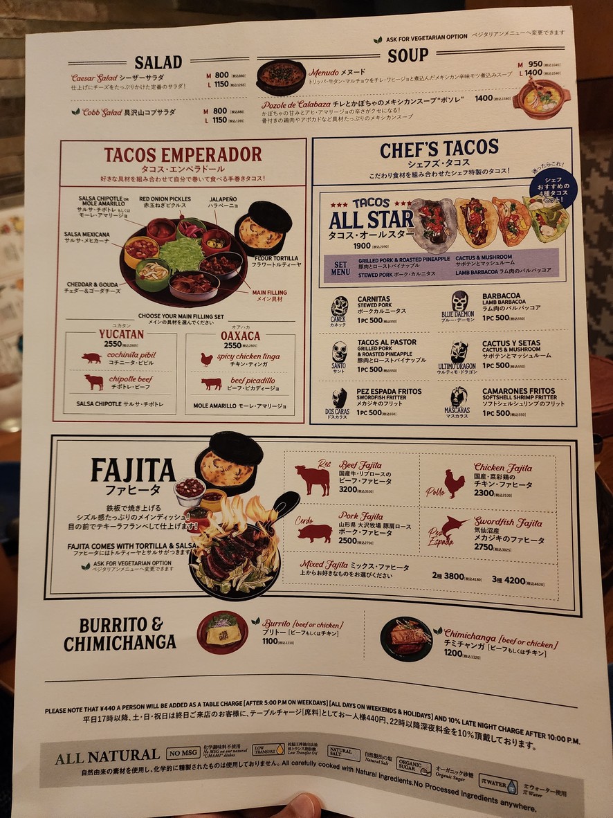 LAS DOS CARAS MODERN MEXICANO Y TACOS menu 2