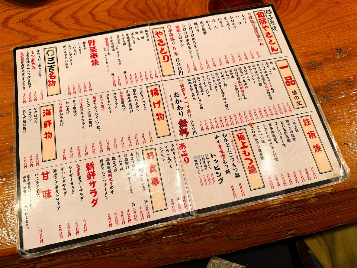 Sankichi menu 2