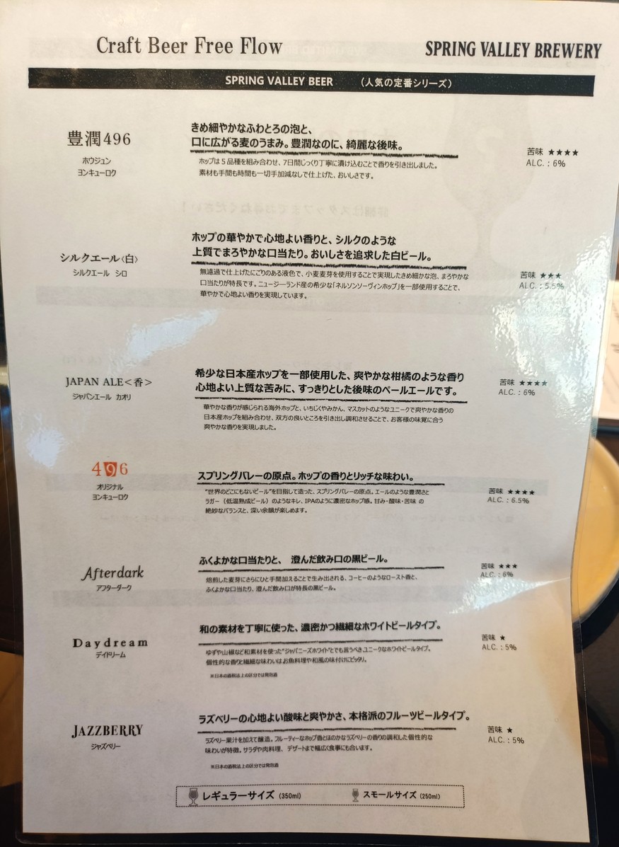 Spring Valley Brewery Tokyo menu 2