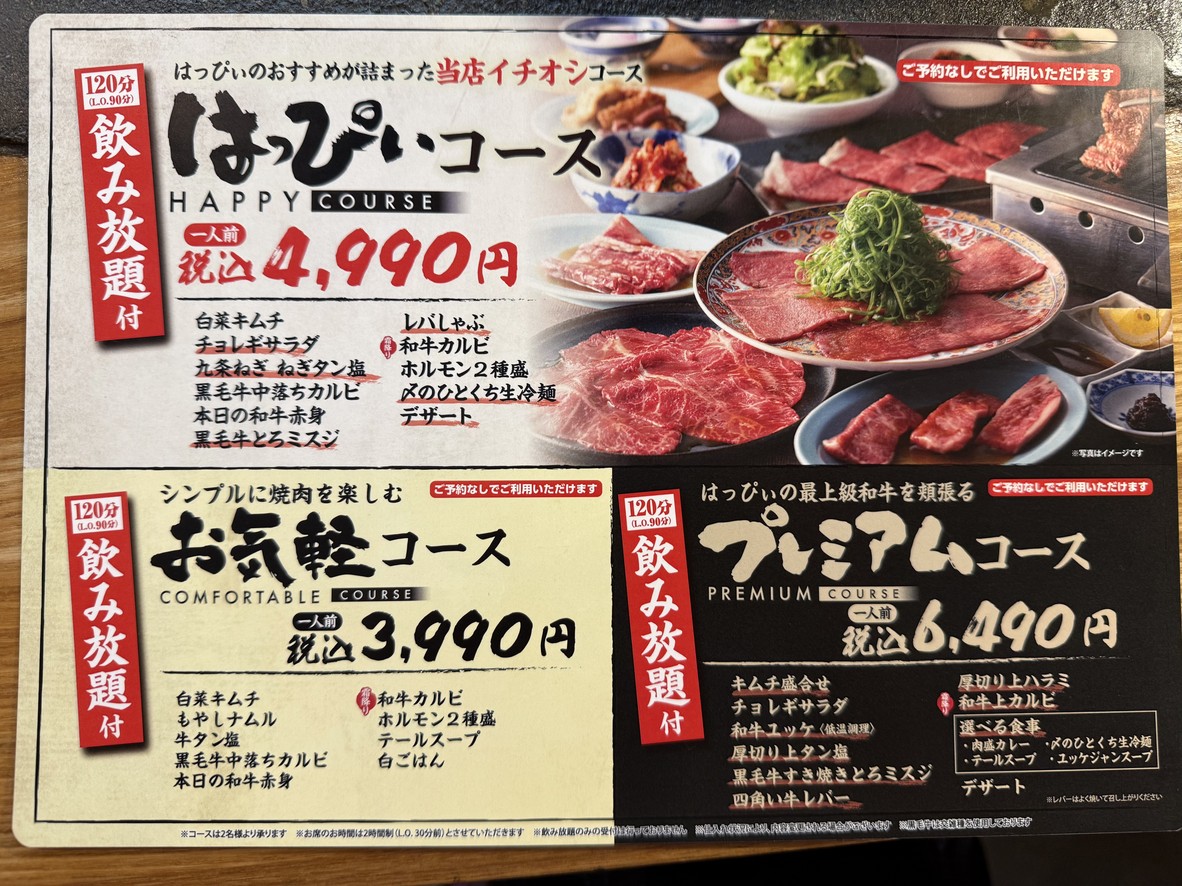 Yakiniku Happy menu 1