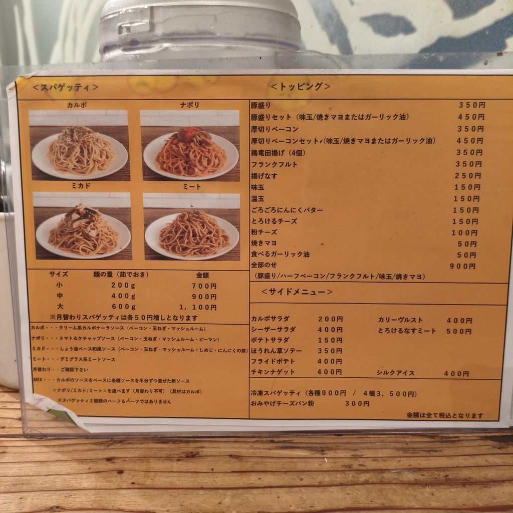 Carbo Spaghetti Store menu 1