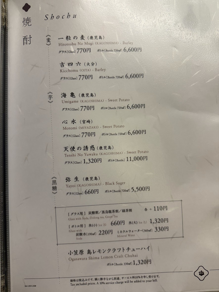 Ningyocho Imahan Ueno Hirokoji menu 7