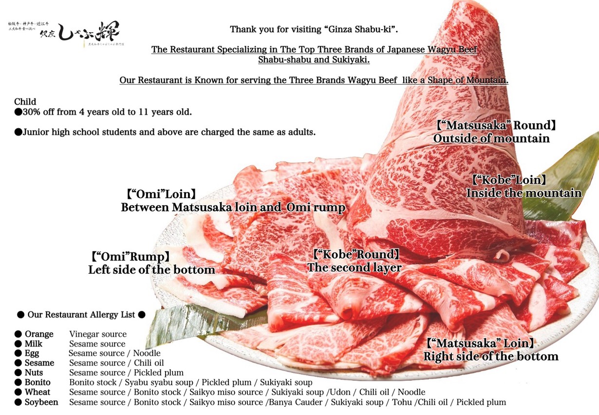 Ginza Shabuki Ginza station menu 2