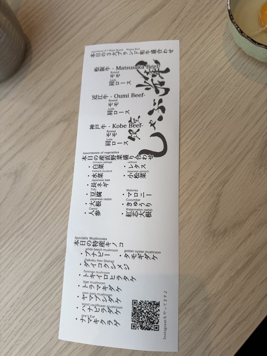 Ginza Shabuki Ginza station menu 3