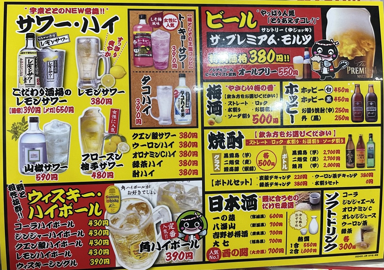 Unatoto Kitasenju menu 4