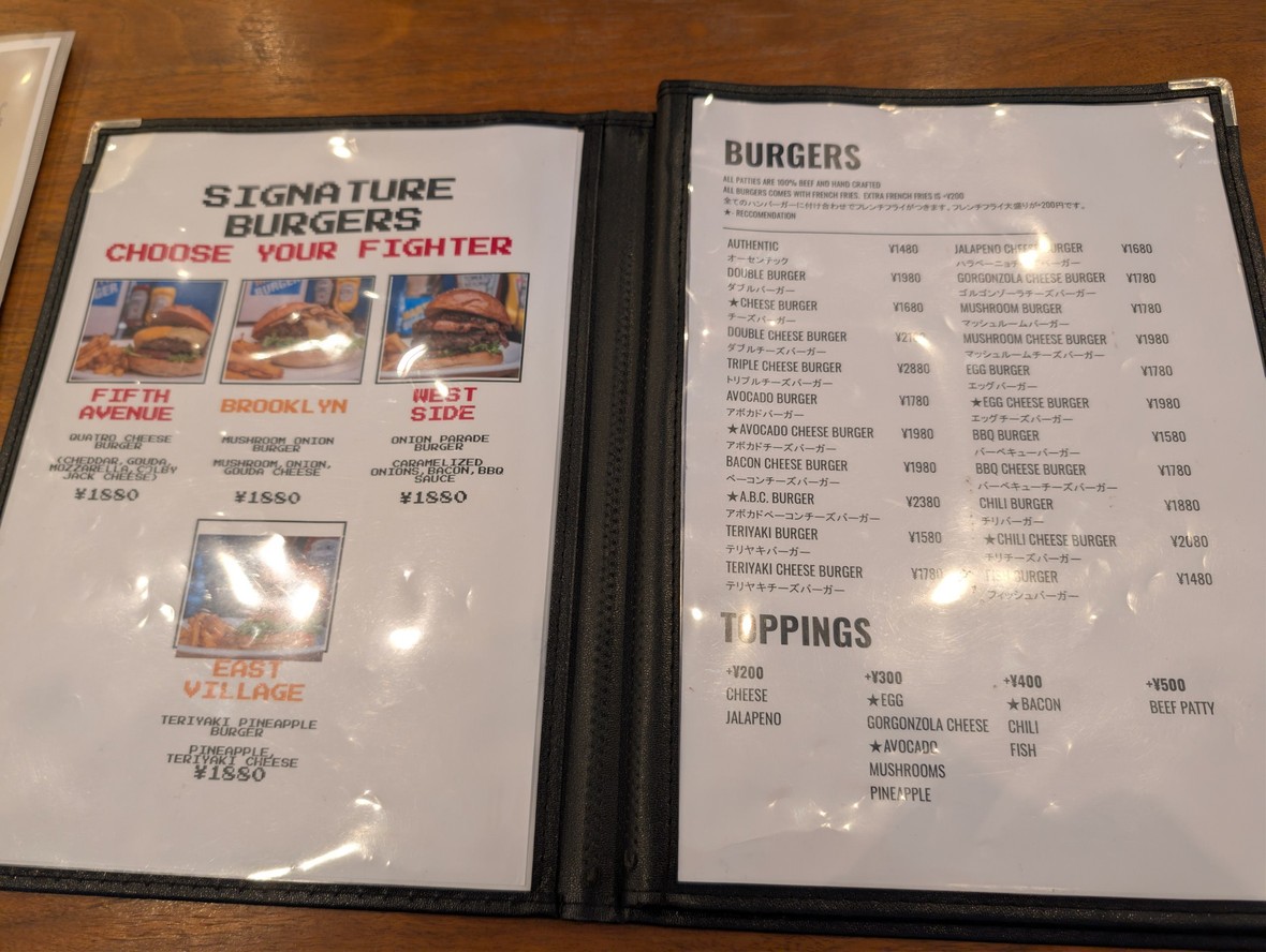 Martiniburger menu 1