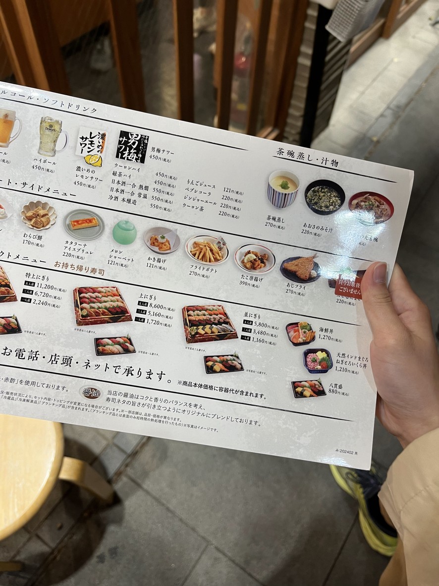 Kaiten Sushi Misaki, Ningyo-cho menu 3