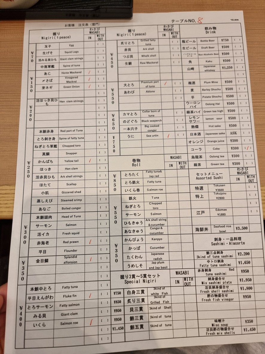Hinatomaru Kaminarimon Yanagi Koji menu 1