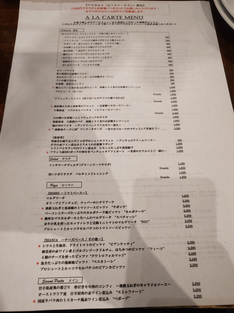 Aoi Napoli menu 1