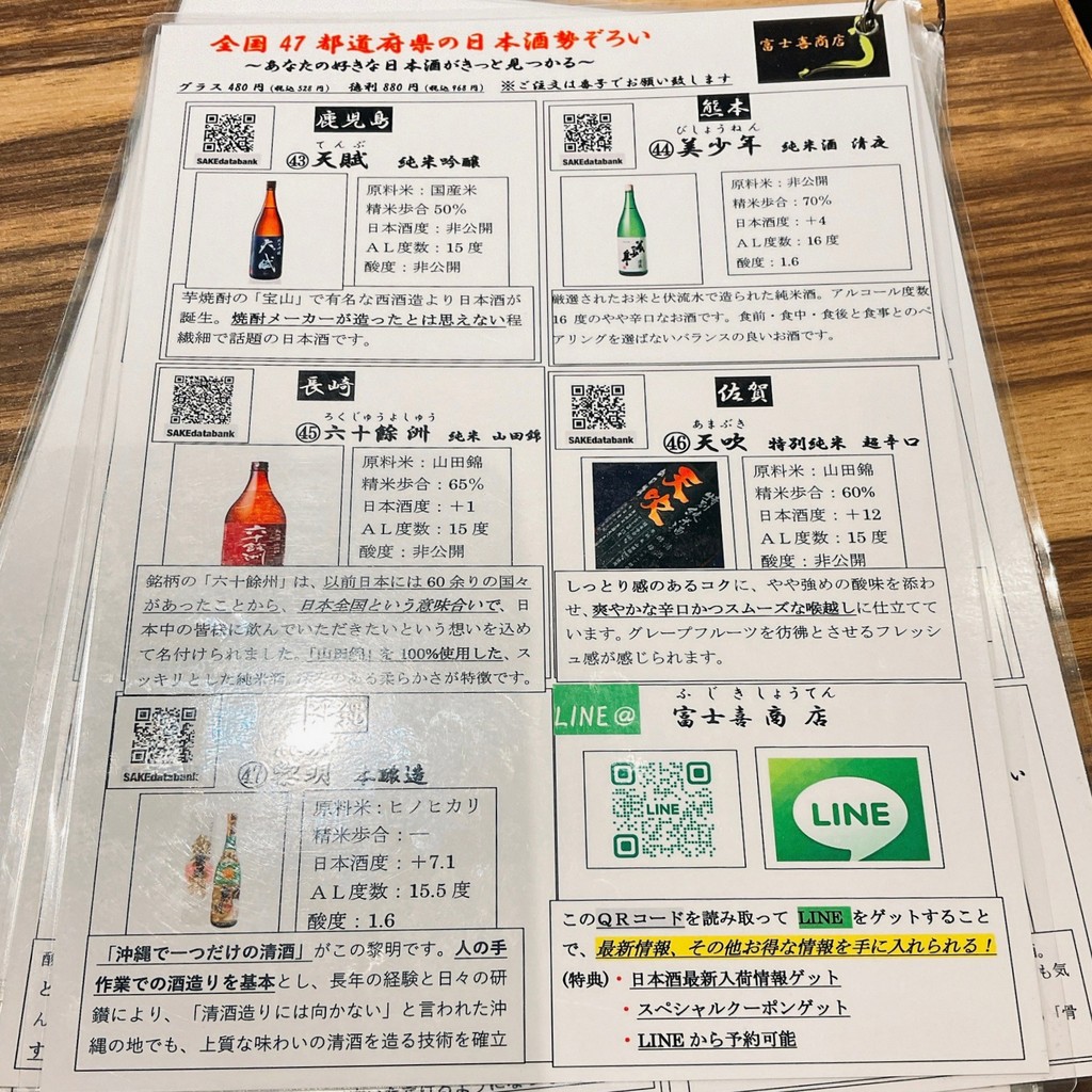 Fujikishoten Shinjuku Sohonten menu 6