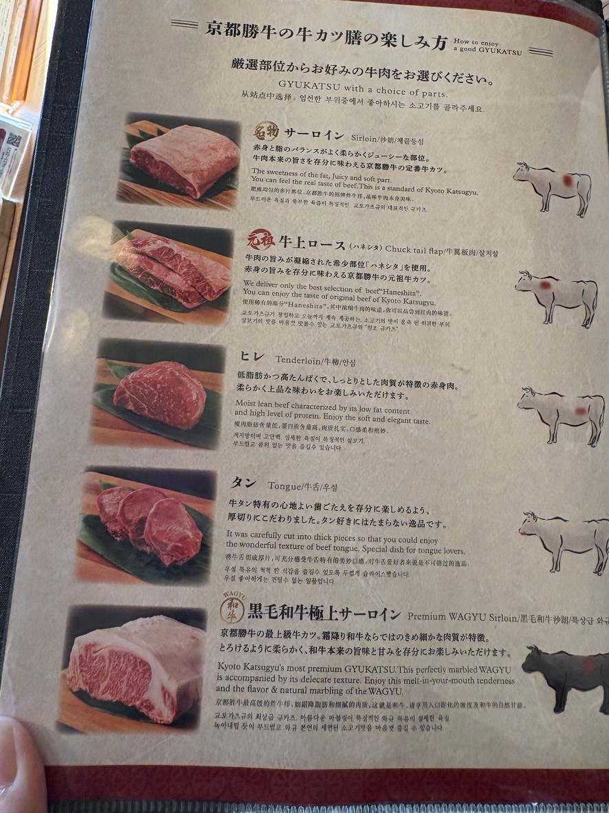 GYUKATSU Kyoto Katsugyu Asakusa Orange Street menu 1