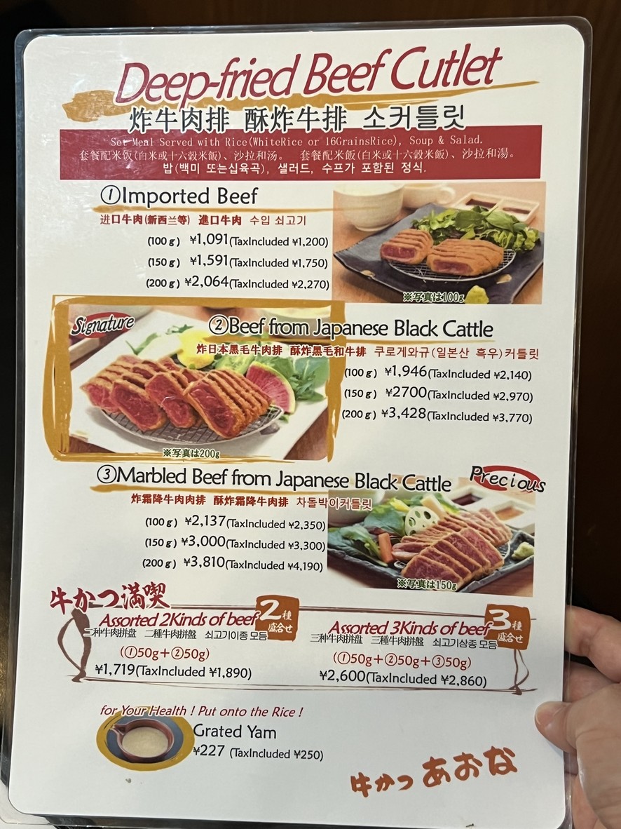 Beef Cutlet AONA Okachimachi Main Store menu 2