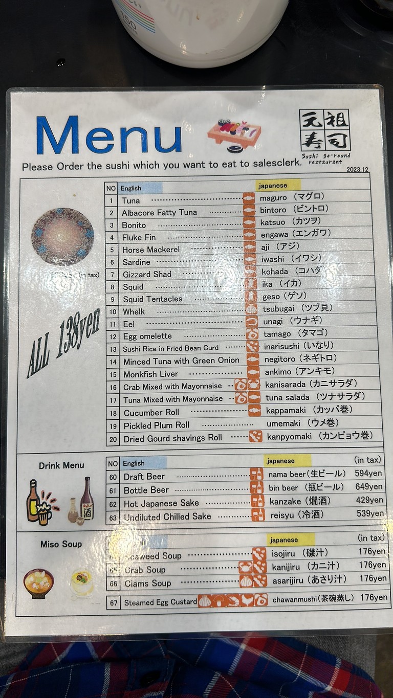 Ganso Sushi Shinjuku Nishiguchi menu 1