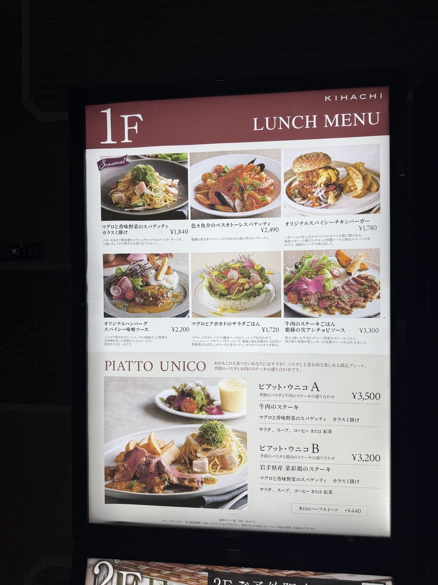KIHACHI Aoyama Flagship menu 1