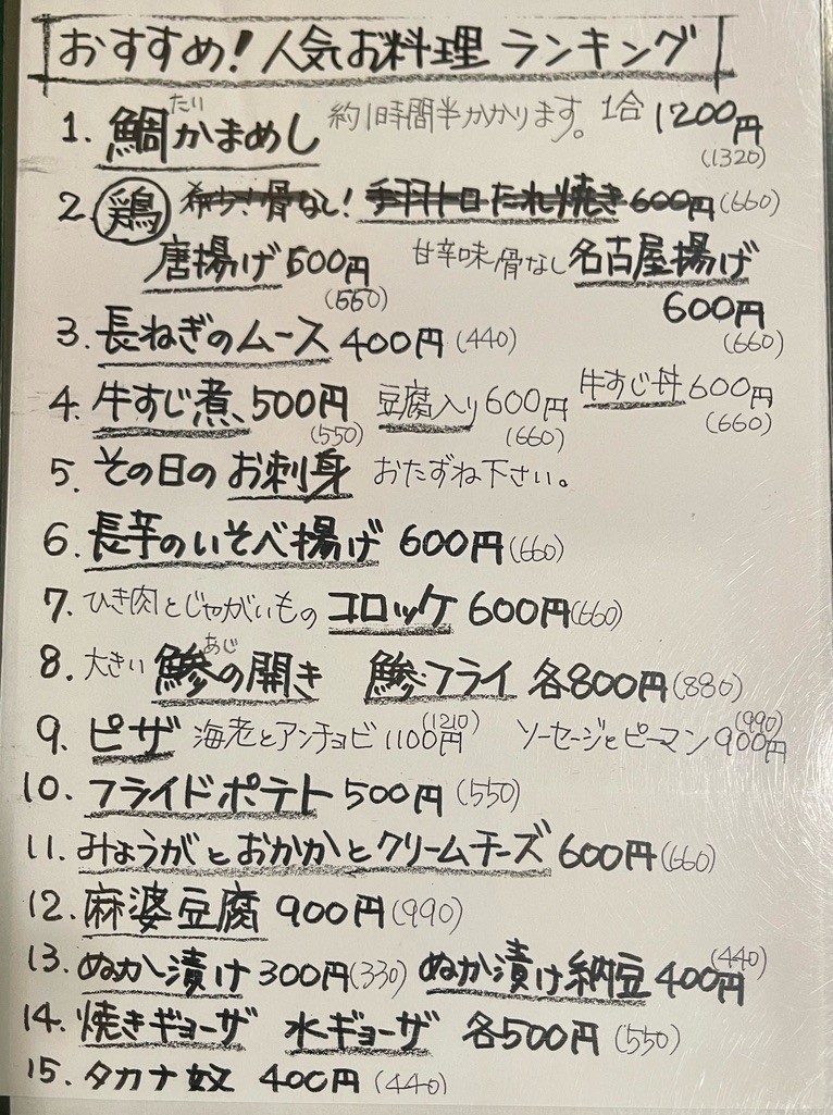 Sumie Daidaijiike Yotsuba Branch menu 2