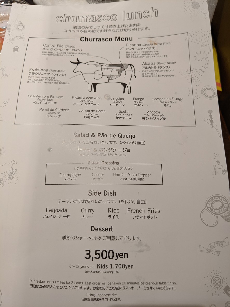 Barbacoa Aoyama Main Branch menu 2