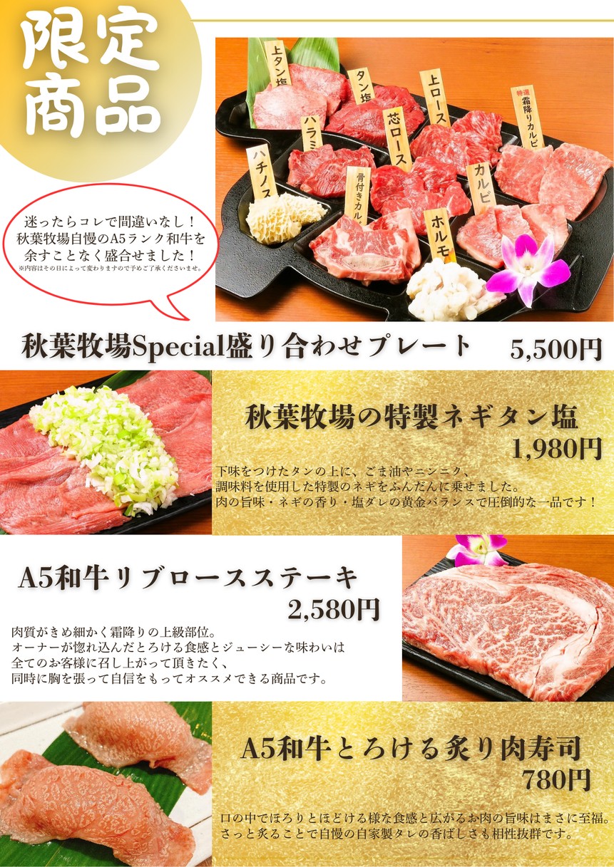 Yakiniku Sakaba Akihaba Bokujo menu 1