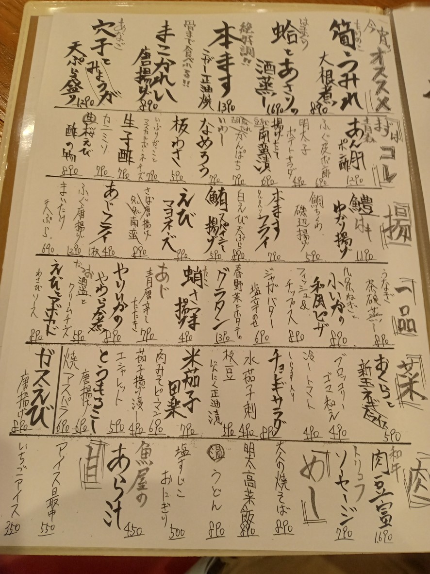 Uoshin Nogizaka menu 2