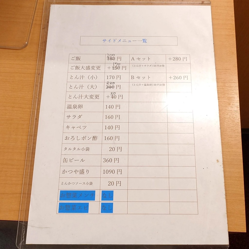 Tienda Katsuya Akihabara menu 2