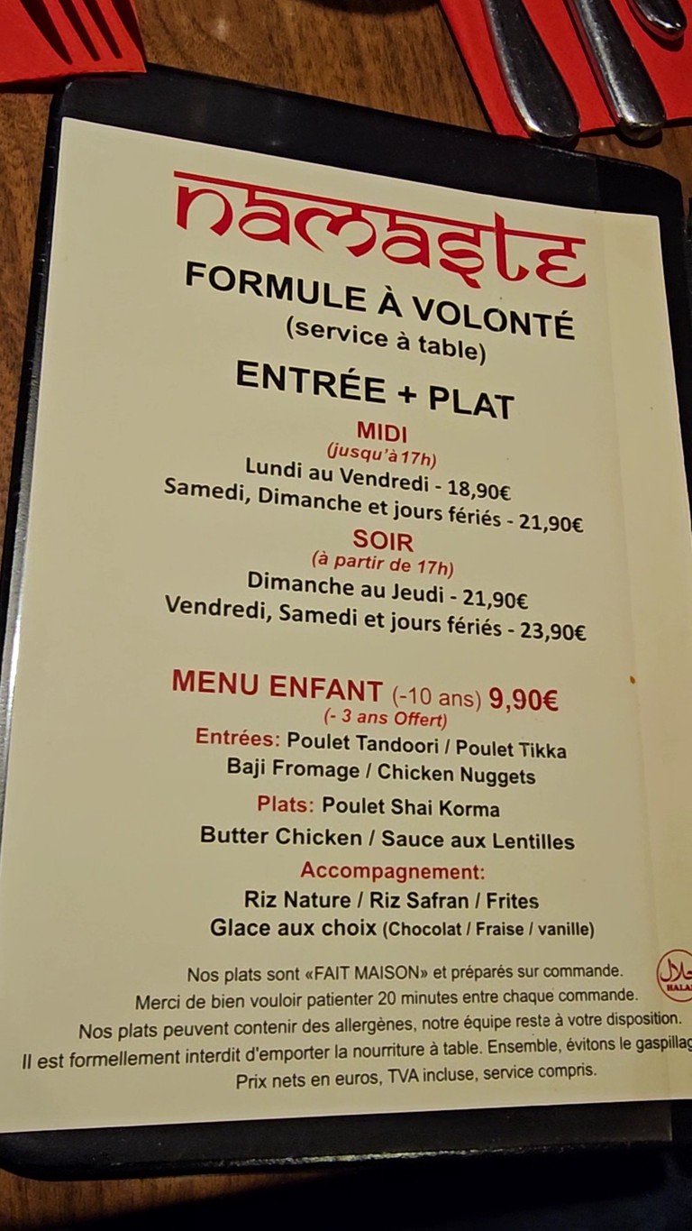 Restaurante Indio Namaste "Menú Ilimitado - Servicio en Mesa" menu 1