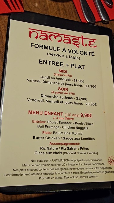 Restaurante Indio Namaste "Menú Ilimitado - Servicio en Mesa"