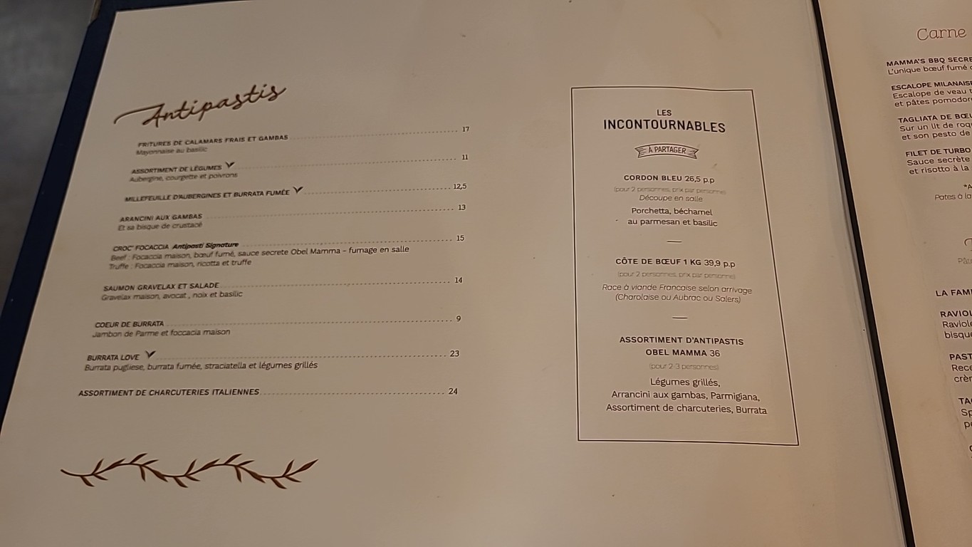 Obel Mamma menu 1