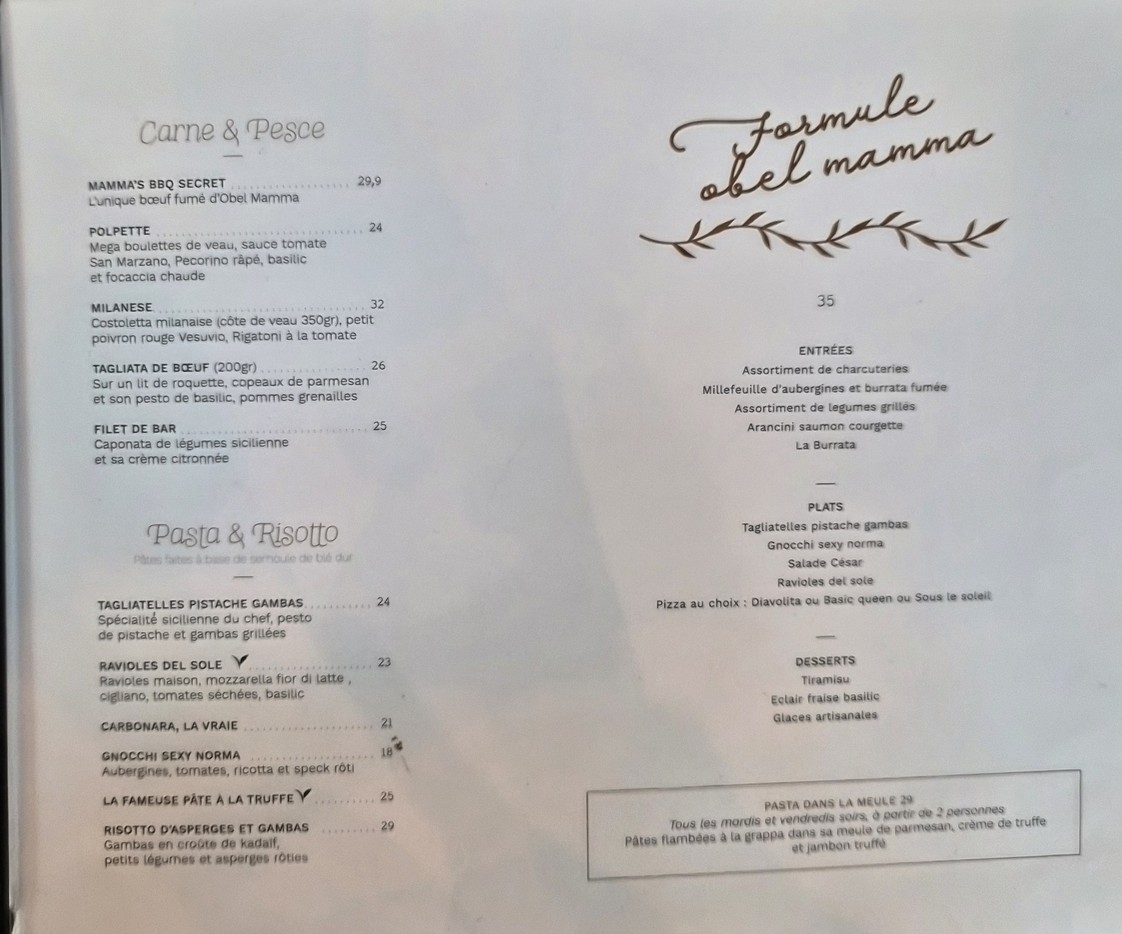Obel Mamma menu 2