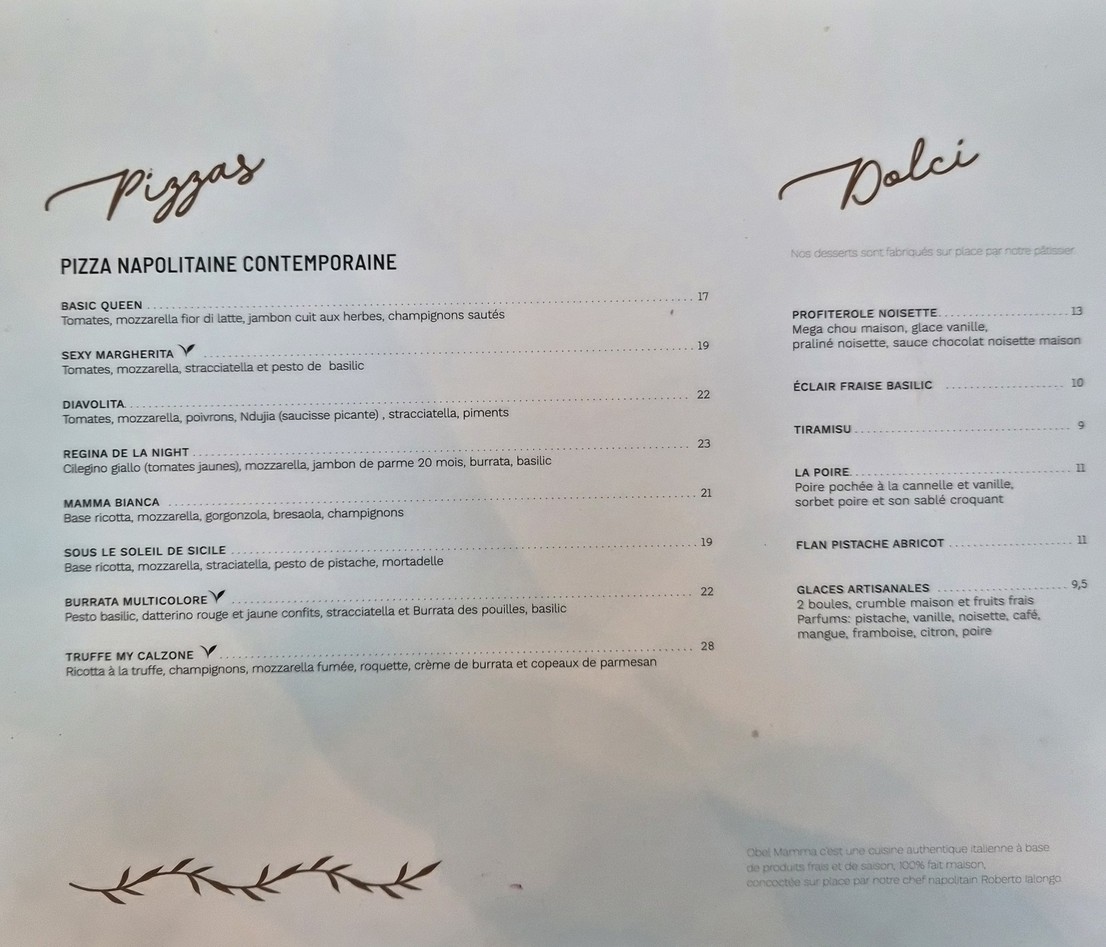 Obel Mamma menu 3