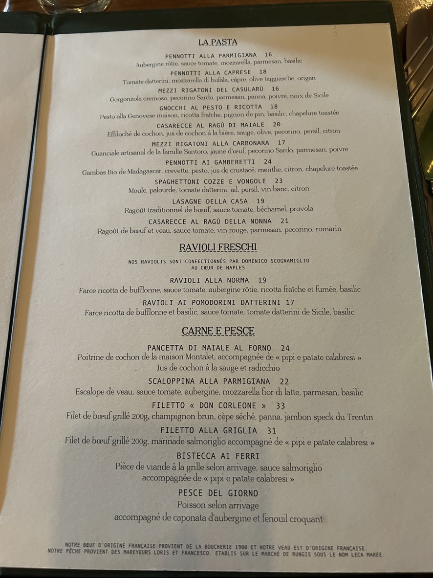 Restaurante Don Giovanni - Sceaux menu 3