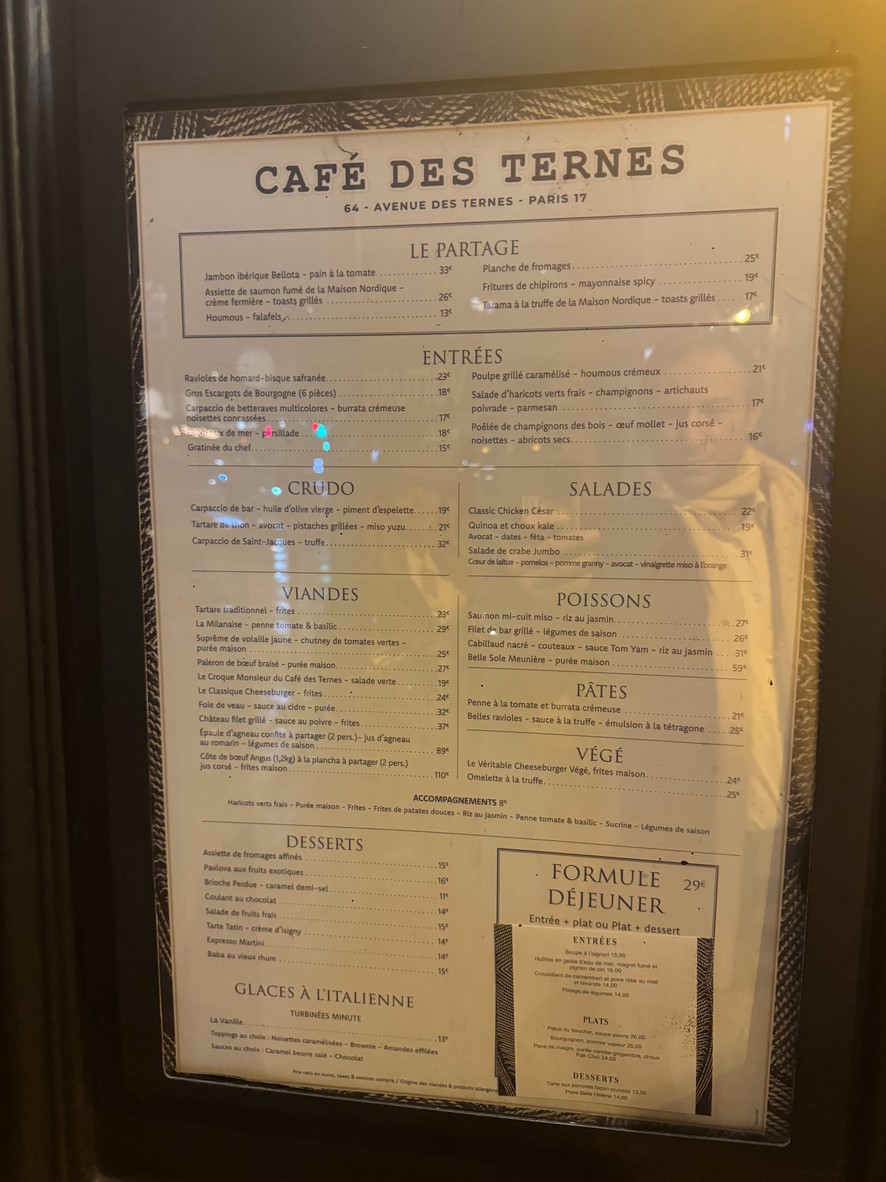 El Café des Ternes menu 1