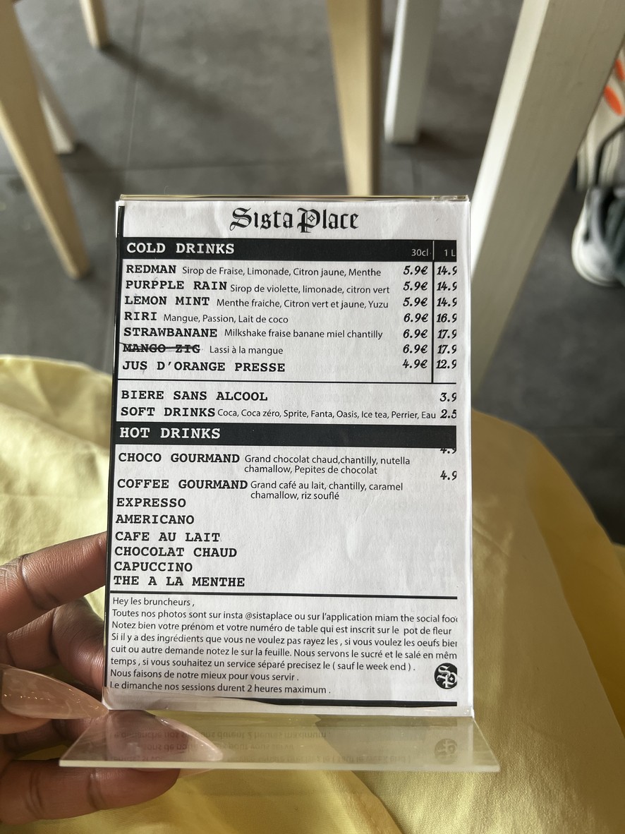 Sista Place menu 2