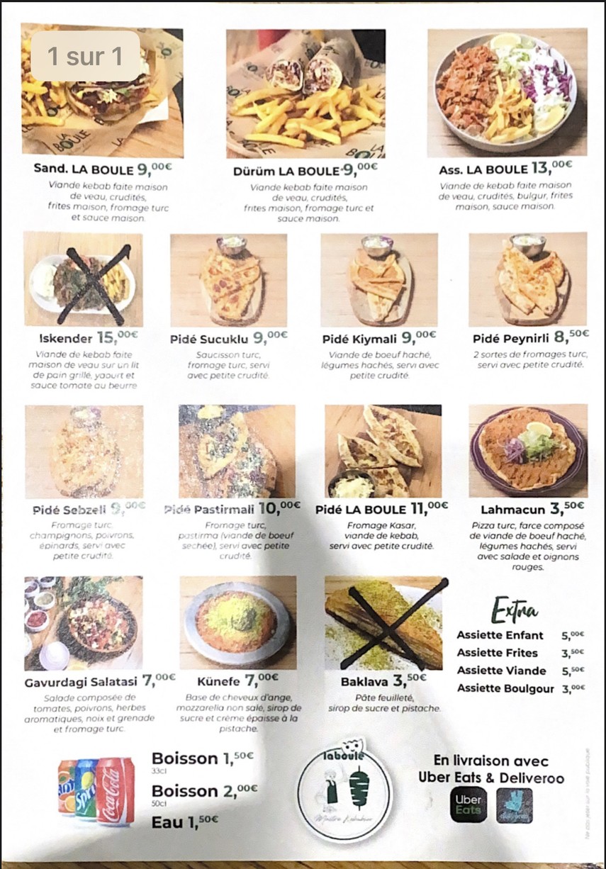 La Boule' s artisan kebabier menu 1