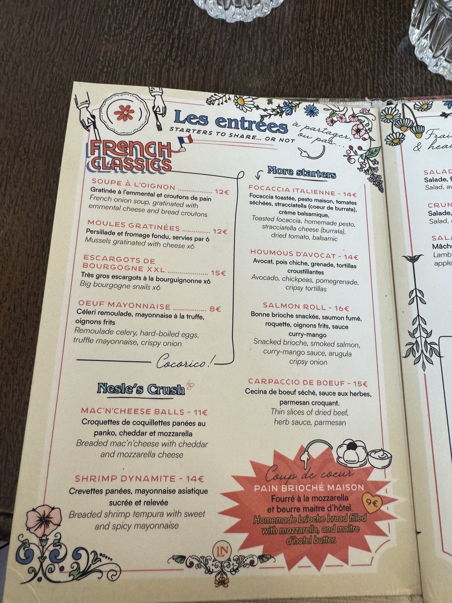 Le Nesle menu 2