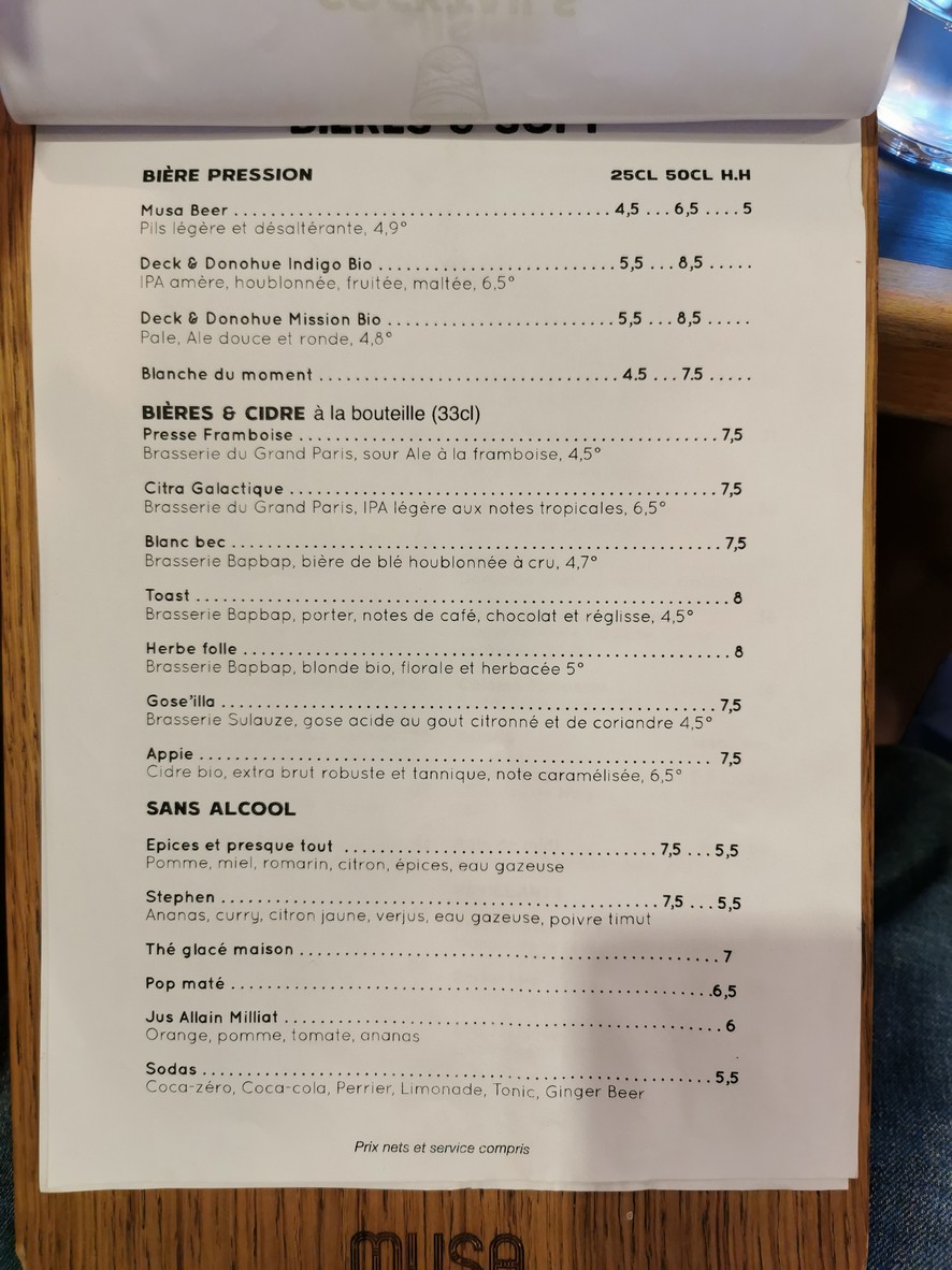 Restaurante Musa Oberkampf - París 11 menu 4