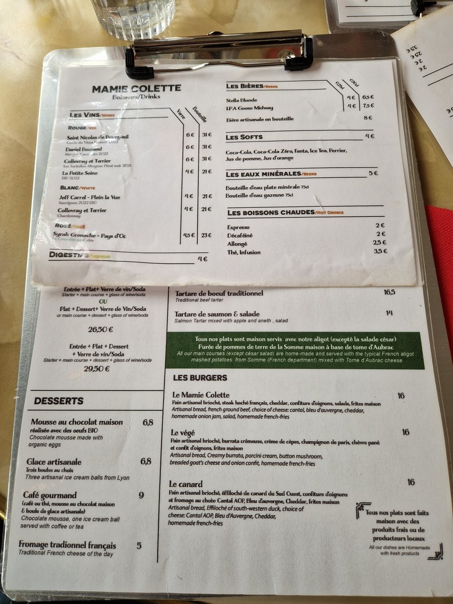 Mamie Colette menu 2