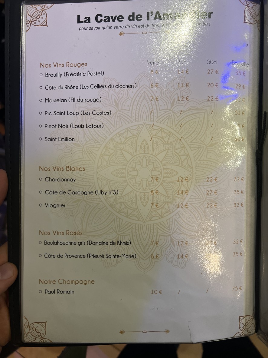 L'Amandier menu 4