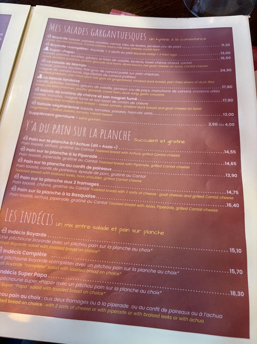 Chez Papa menu 2