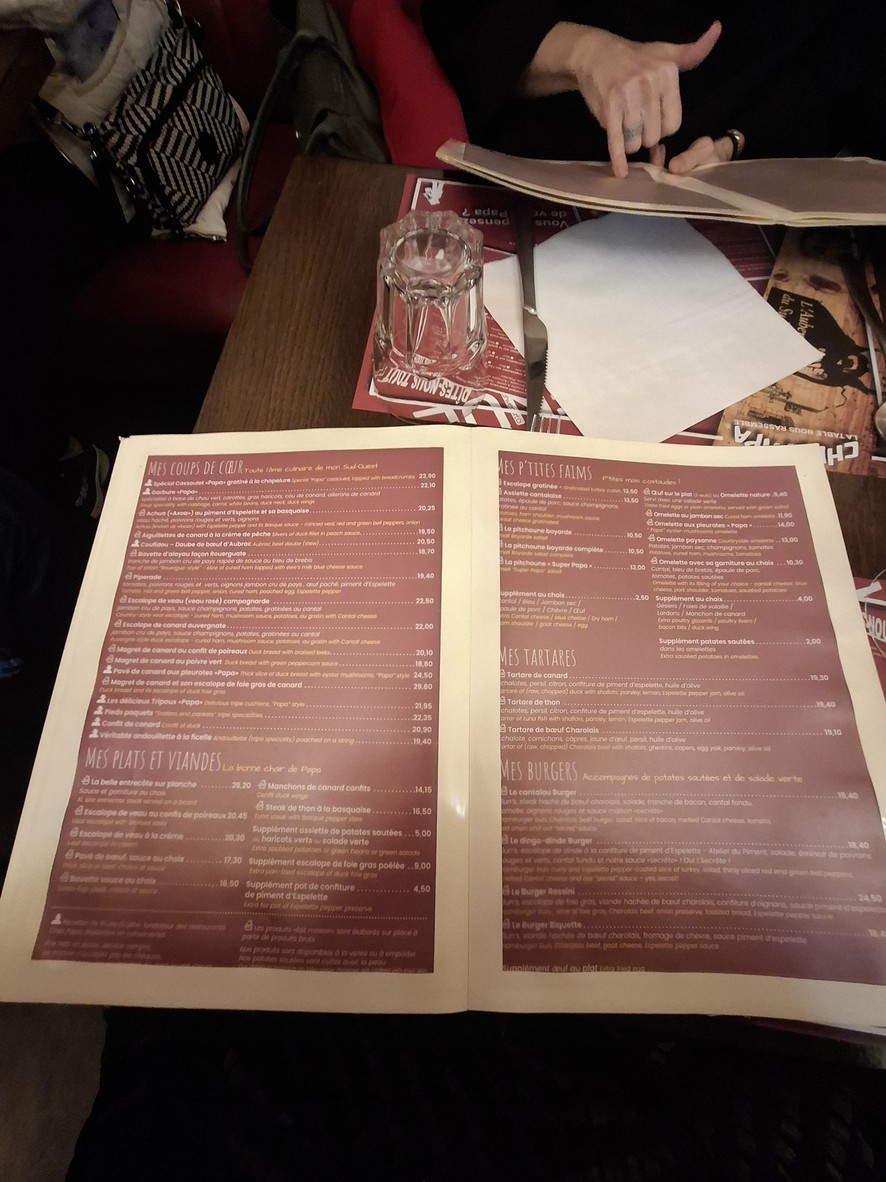 Chez Papa menu 3