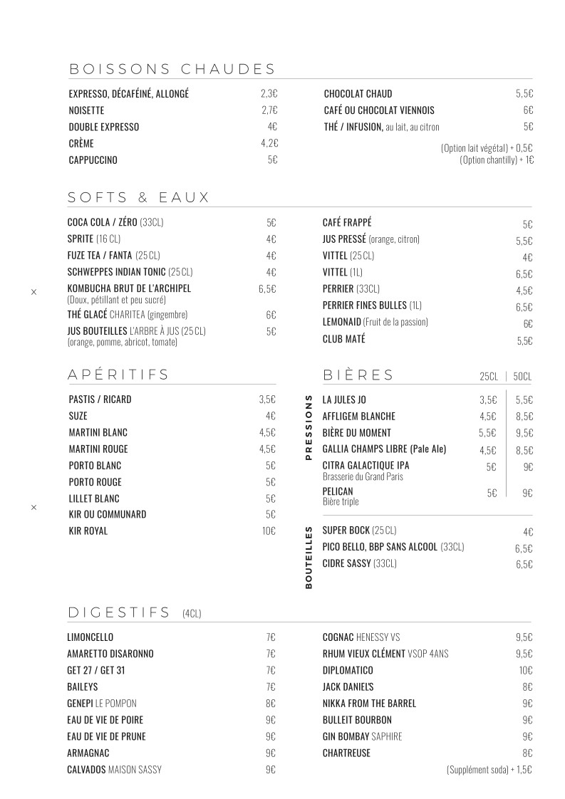 Le Jules Jo - Paris 18 menu 2