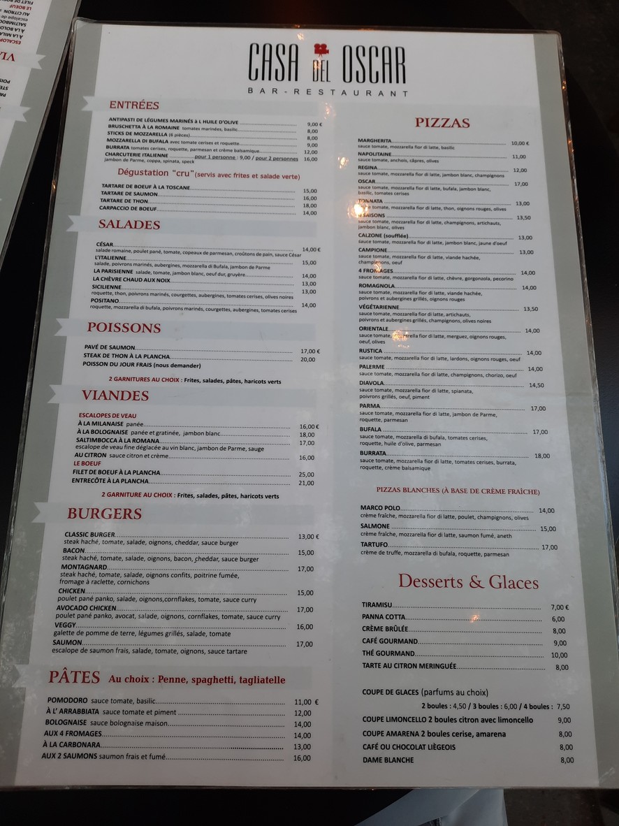 La Casa Del Oscar menu 1