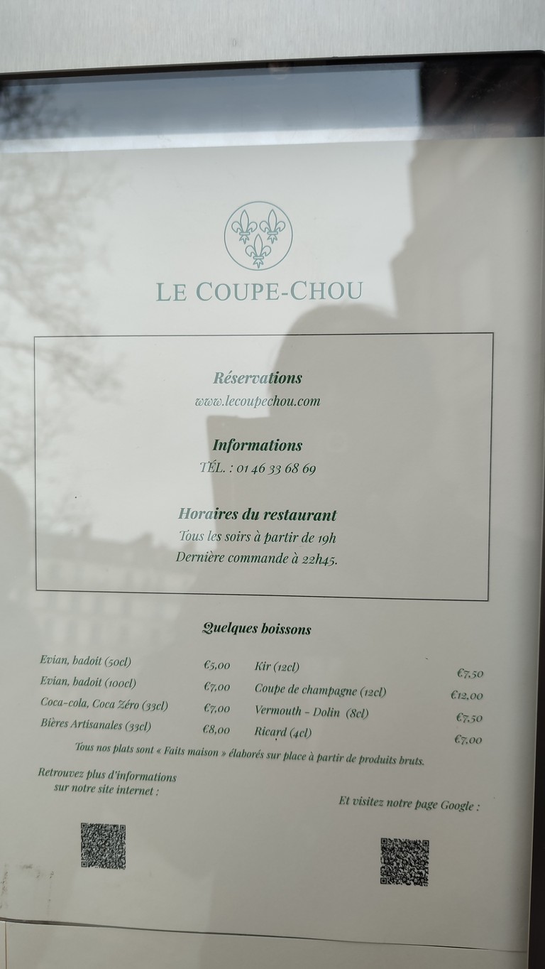 Restaurante Le Coupe-Chou menu 1