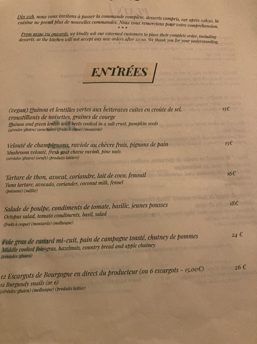 Restaurante Le Coupe-Chou menu 2