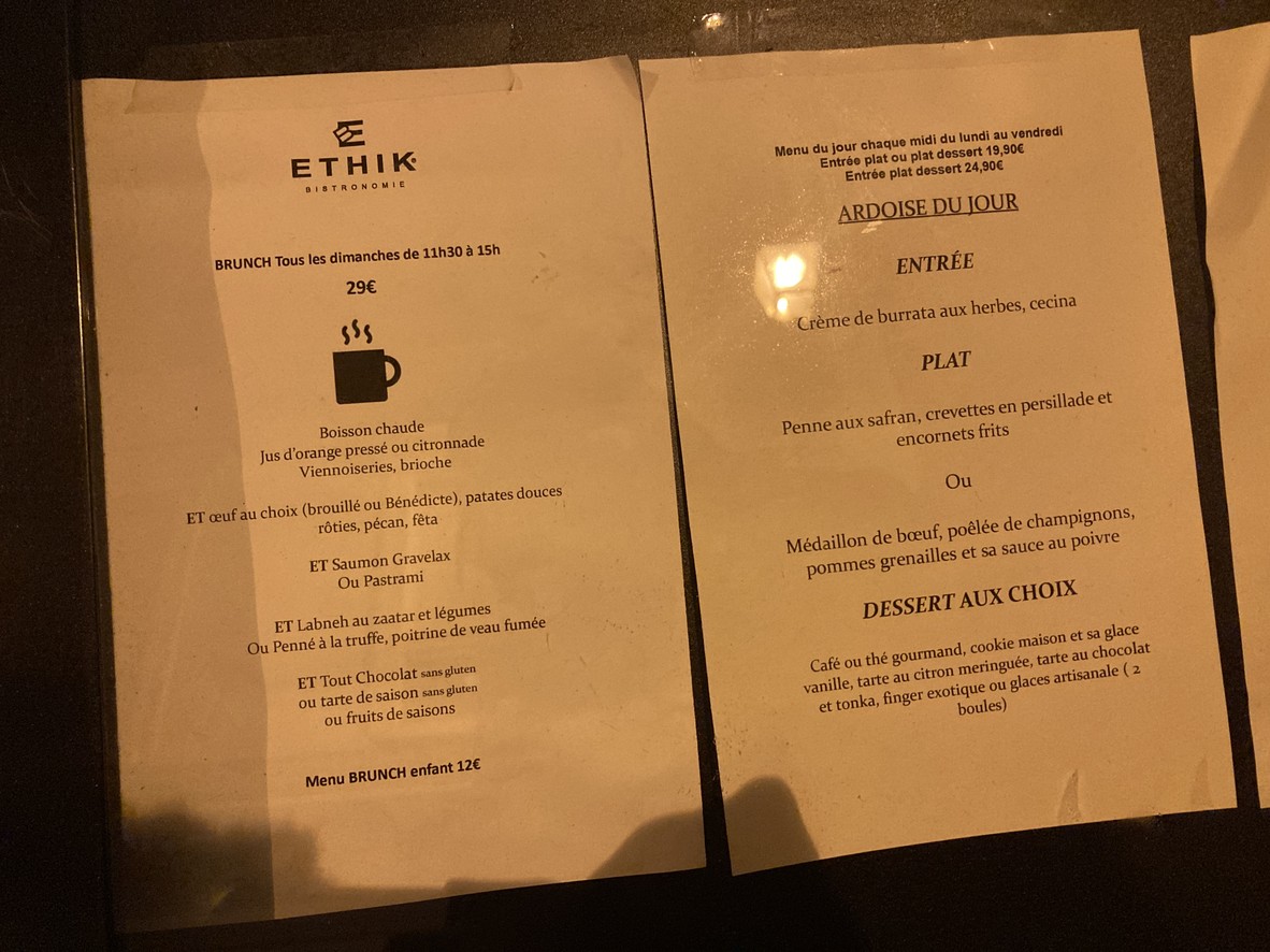 Ethik bistronomy menu 2