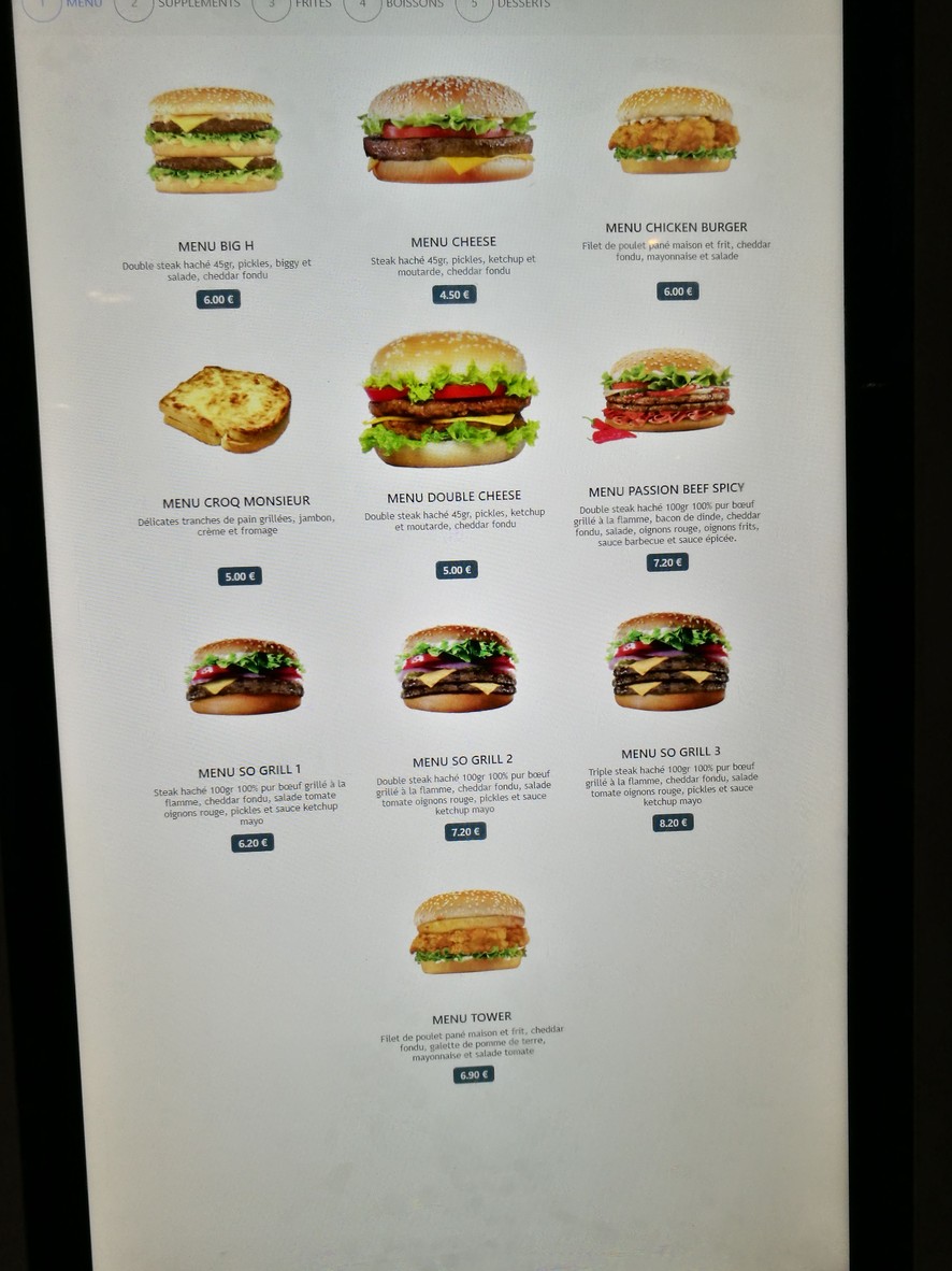 H-express villiers le bel menu 1